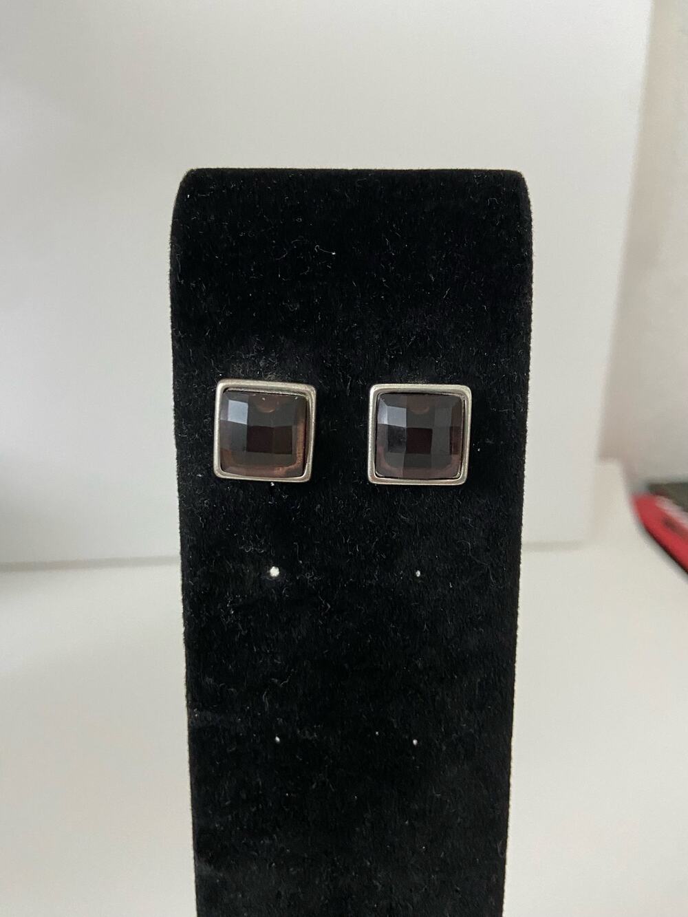 brown square earrings